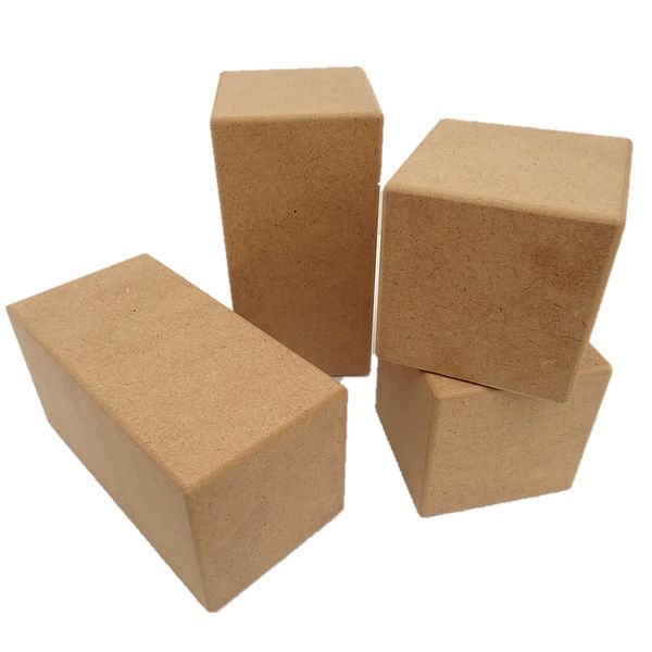 MDF Board Wood Block Square Right Weight Square Wood (2 Medium and 2 Small)