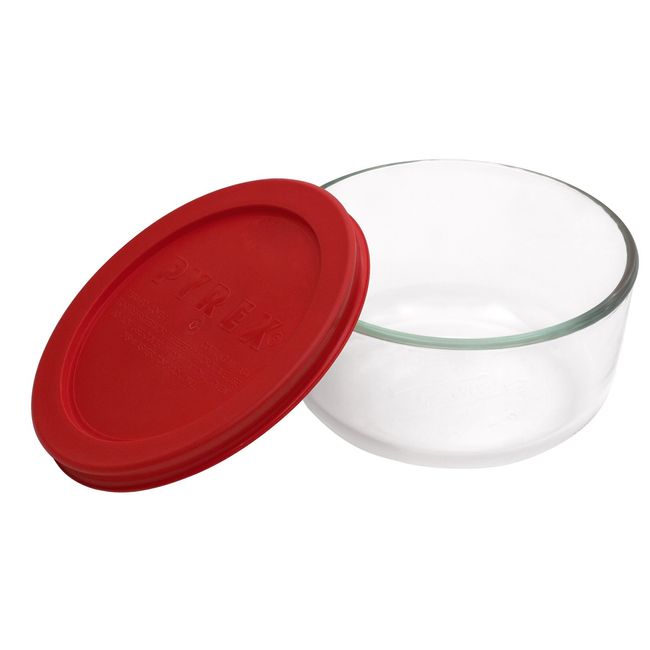 Pyrex 7210 3-Cup Rectangle Glass Food Storage Dish and 7210-PC Turquoise Plastic Lid Cover (2-Pack)