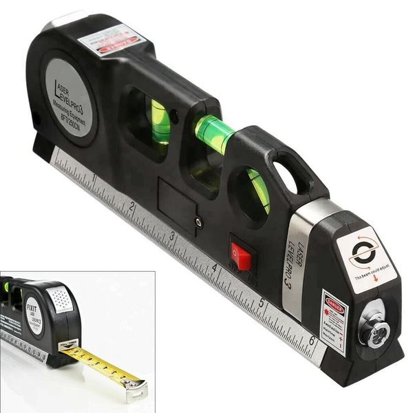 Multipurpose Laser Level, Spirit Levels Line Lasers for Picture Hanging, 8 feet Double Sided Measuring Tape, Adjusted Standard and Metric Tape Ruler