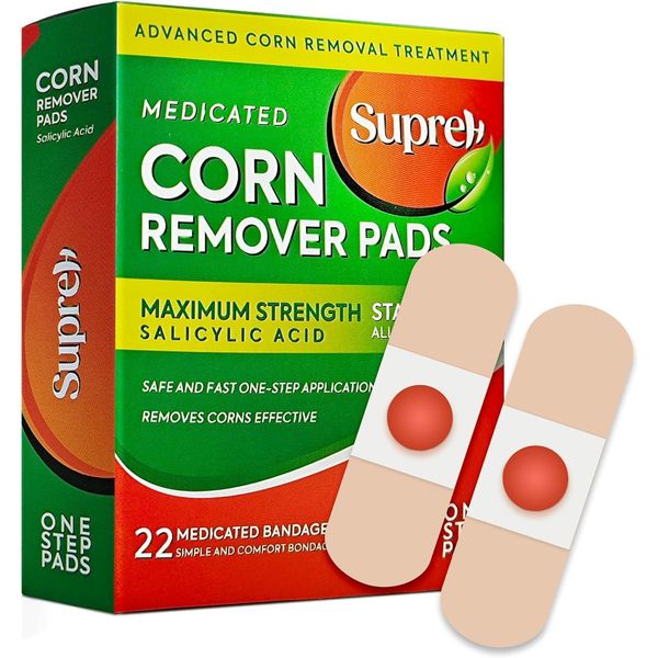 Corn Removers for Toes Feet Bandages: Corn Cushions and Small Callus Removal with 40% Salicylic Acid Long Adhesive - for Adult Seniors Nurses Hikers Athletes 22 Pads