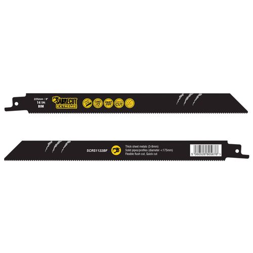 10 x SabreCut SCRS1122BF_10 225mm 14 TPI S1122BF Fast Wood and Metal Cutting Reciprocating Sabre Saw Blades Compatible with Bosch Dewalt Makita and many others
