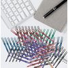 Precise V5/V7 Stick Rolling Ball Pens, Fine and Extra Fine Point, Assorted Points Red Ink, 4-pk; Bundle with Plastic Reusable Pouch