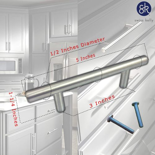 Stainless Steel (25 Pack, L: 5 Inch CC: 3 Inch) Swiss Kelly Hardware Kitchen Cabinet Handles Drawer Pulls