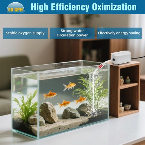 Novique Quiet Aquarium Air Pump 3W Fish Tank Oxygen Aerator Pump with Air Stone Airline Tubing Check Valve Aquarium Bubbler for 3-20 Gallon Fish Tanks
