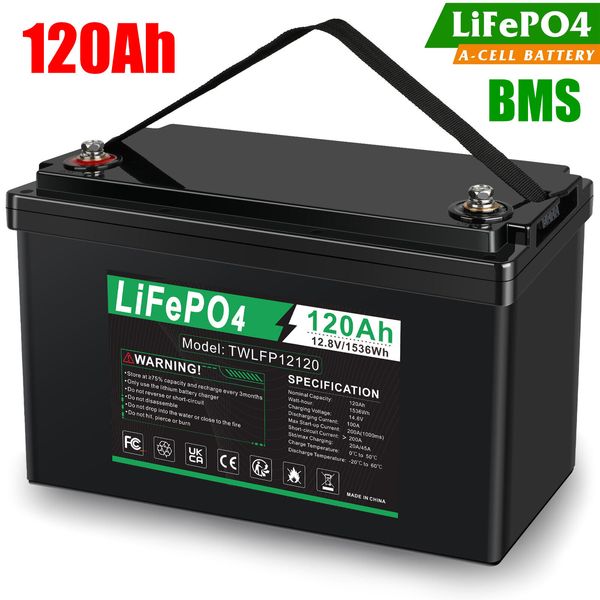 12V 120Ah LiFePO4 Lithium Battery BMS for RV Off-grid Trolling Motor Solar Boat