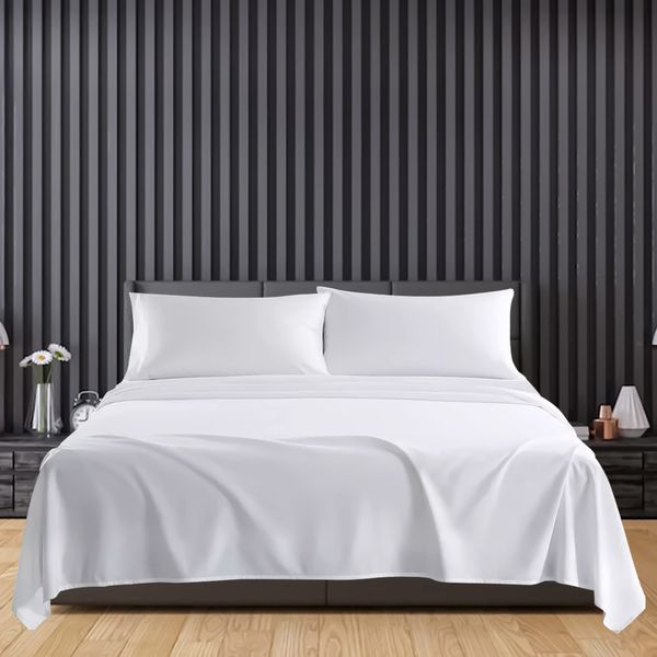 Sunshine Comforts Egyptian Cotton Flat Sheets Super King Size Breathable, Anti Wrinkle, Shrink and Fade Resistant 200 Thread Count Bed Sheets White Bedding & Linen 280 x 254cm Super King Flat Sheet