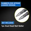 4-Piece Spring Loaded Nail Set with Pouch, Hammerless Nail Punch for Trim Work