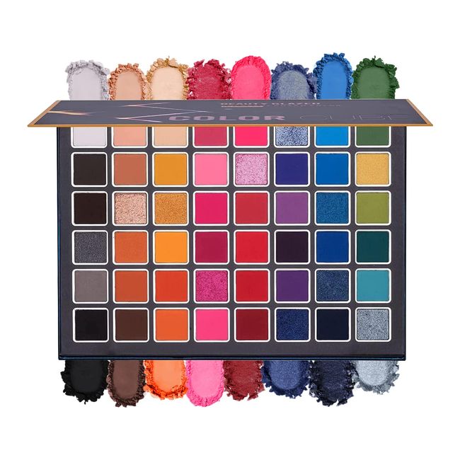 48 Farben Farbwürfel Lidschatten Palette Schimmer Glitter Matt Pigment Puder Gepresster Lidschatten Make-up Schillernde Helle Regenbogenfarben Perlglanz Augenkosmetik