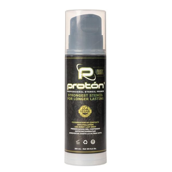 PROTON Black Label Professional Stencil Primer Airless System, 250 ml / 8,5 oz. Gel für Tattoo-Tattoos, maximale Haftung