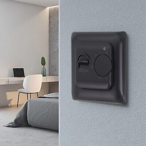 Black Room Thermostat with External Temperature Sensor for Underfloor Heating