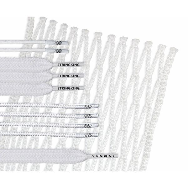 StringKing Grizzly 1s Semi-Soft Goalie Lacrosse Mesh Kit with Mesh and Strings (White)