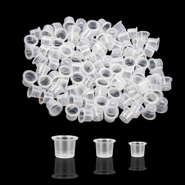 300 Stücke Tattoo Farbkappen Cups, Ink Cups Einweg, Kunststoff Tattoo Ink Cups Caps, Für Tattoo Ink Tattoo Supplies (3 Größen, Weiß)