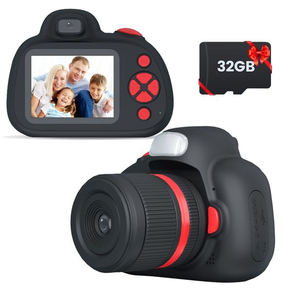 MOREXIMI Kids Camera, Digital Camera for Kids 3-8 Year Old, Birthday, Toys for Girls, 2.4" IPS Screen, Video Camcorder with Flash, 32G Card Included, Perfect Size (Black)