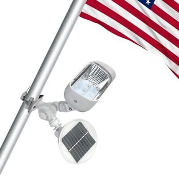 Solar Flag Pole Light, 2200 mAh 4 LEDs 264 Lumen. Adjustable Flagpole White