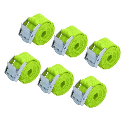 Motoforti Universal Cargo Tie Down Straps with Cam Lock Buckle, Green, 6 Pcs