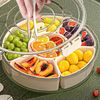 Round Divided Serving Tray Platter With Lid & Handle Storage Container 11"