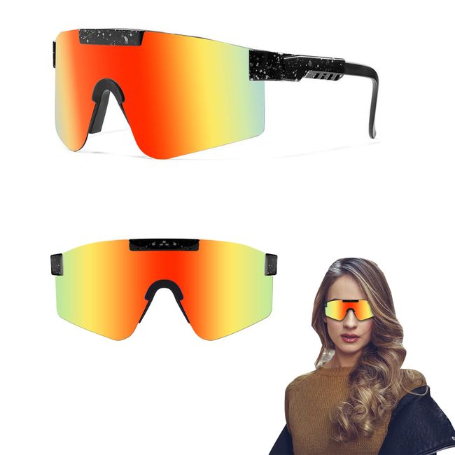 ZHUTA Polarisierte Sonnenbrille, Schnelle Brille Fahrradbrille Herren Damen UV 400 Schutz,Schutzbrille Sportbrille für Outdooraktivitäten Autofahren Fischen Laufen Wandern (C7)