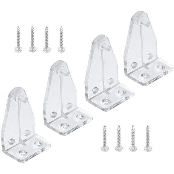 4pcs Hold Down Bracket for 1" Mini Blinds Bottom Rail Hold Clips Clear Plastic with Install Screws