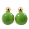 20mm L/Lime Green Enamel Dome Shaped Stud Earrings/Gold Tone