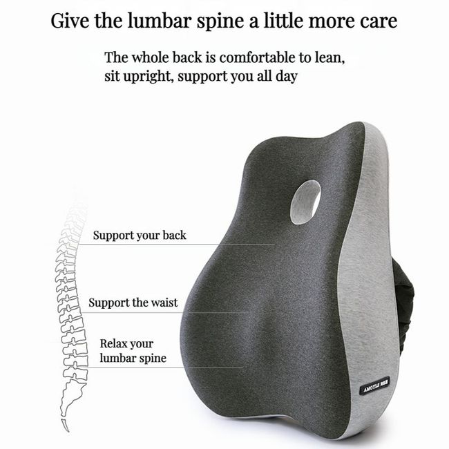 Memory Foam Lumbar Back Support Cushion Car Seat Waist Back Pillow