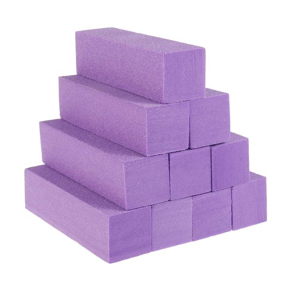 upain 10pcs Nail Buffer Block for Gel Natural Acrylic Nails, Professional Nail Sanding Blocks 120 Grit Salon Nail File Sanding Blocks Nail Manicure Care Kit(Purple)