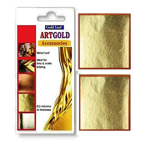 Gold leaf on base metal Gilding - 100 Gold leaf sheets, 8cm x 8cm