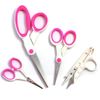 Hemline 4pc Cutting Set - Pink & White - Embroidery, Thread Snips, Bent Scissors & Micro Tip