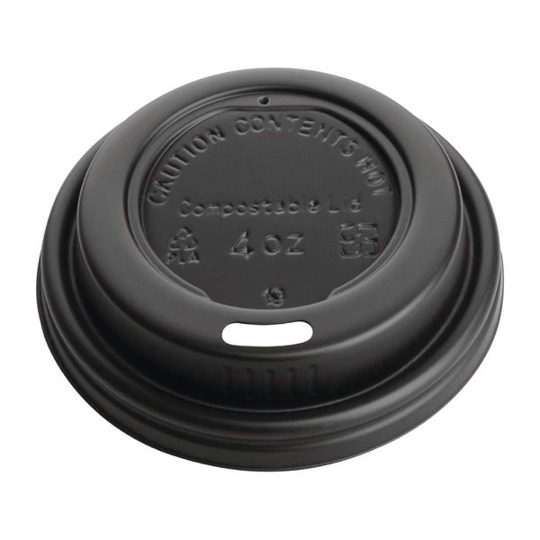 Fiesta Green Compostable Espresso Cup Lids 113 ml / 4 oz (Pack of 50), Black, CPLA Espresso Coffee Cup Lids, Certified Compostable BS EN 13432, Suitable for Temps up to 100°C, DY982