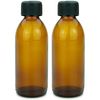 mikken 2 Brown Glass Bottles 200 ml with Screw Cap