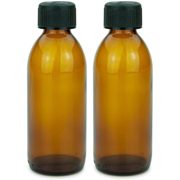mikken 2 Brown Glass Bottles 200 ml with Screw Cap