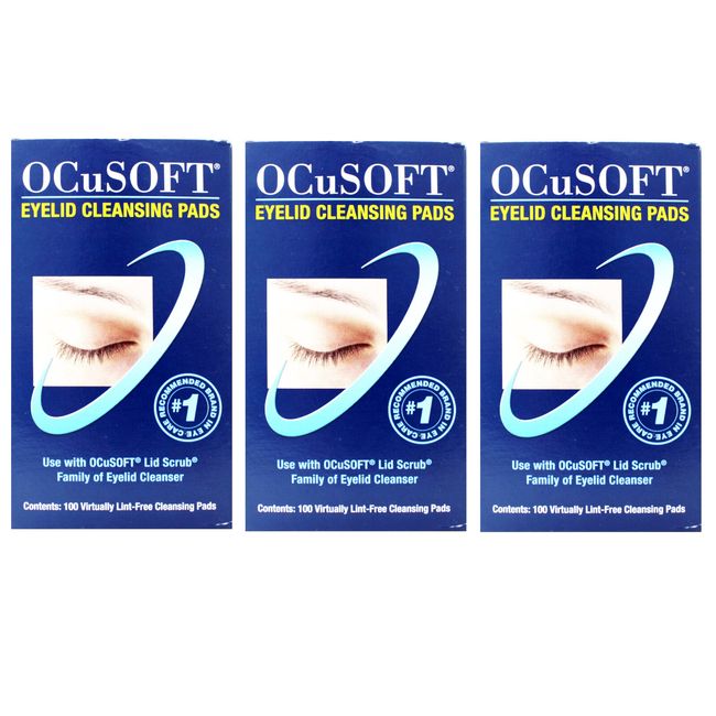 Ocusoft Eye Lid Virtually Line Free Cleansing Pads, 100 Ea, 3 Pack