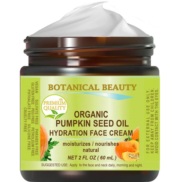 Botanical Beauty ORGANIC PUMPKIN SEED OIL HYDRATION FACE CREAM. For NORMAL to DRY SKIN. (2 Fl.oz - 60 ml)