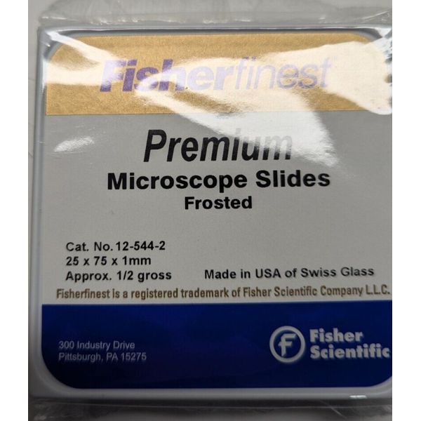 NEW Fisher Scientific 12-544-2 25x75x1mm Premium Microscope Slides Frosted