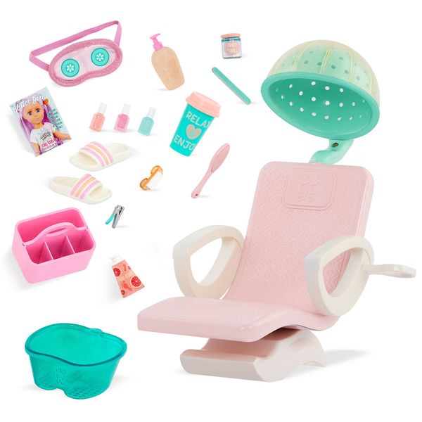 Glitter Girls – Salon Chair & Styling Playset – Hooded Hair Dryer, Foot Bath, Pretend Nail Polish – 14-inch Doll Accessories for Kids Ages 3 and Up – Children’s Toys