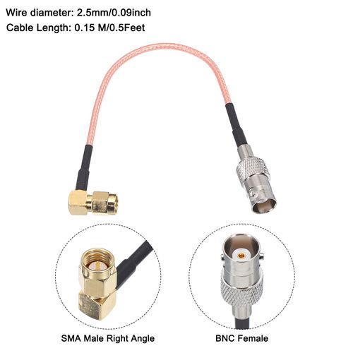 MECCANIXITY 2Pcs 0.5FT/15cm RG316 Coaxial Cables SMA Male Right Angle to BNC Female Low Loss RF Cable for Wireless Network 2G 3G 4G Antenna Router Coax Mobile to Base Antenna 50 Ohm Orange