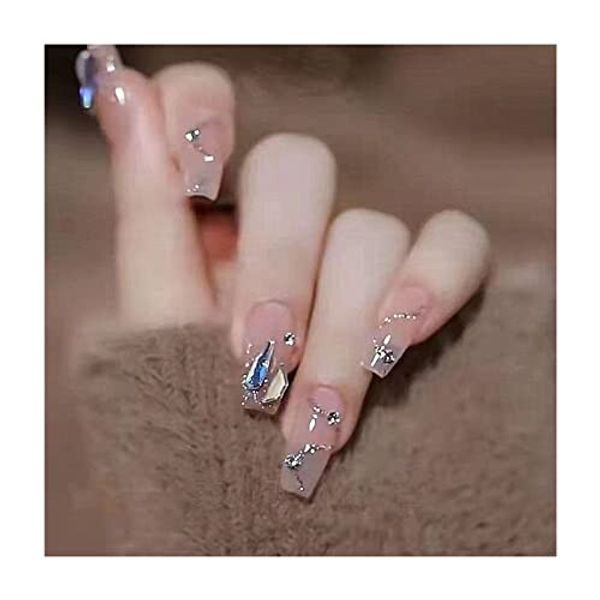 Nail tips, long, fake nails, lengthening tips, nail stand, fake nails, spring/summer nails, double-sided tape included, stylish, cute, popular, medium-length type, 3D effect, easy to apply, 24 pieces, #2