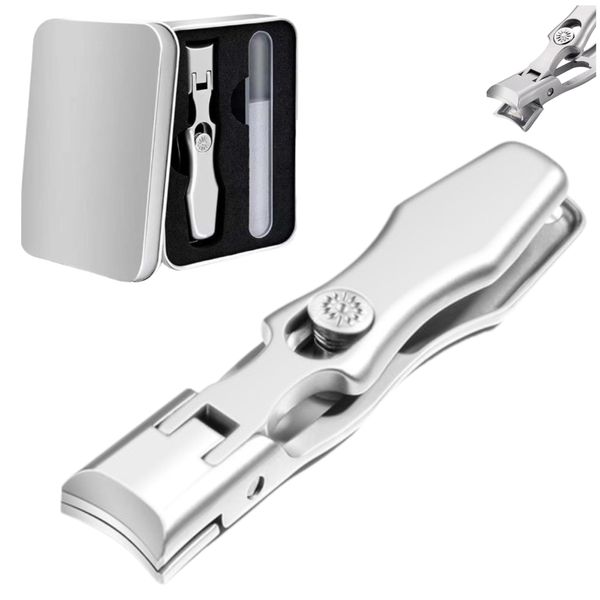 German Grip Nail Clippers for Men, 2024 New Luxurious Ultra Sharp Nail Clippers, German Professional Nail Extra Large Heavy Duty Toe Clippers, Nail Clippers for Seniors with Catcher File(Silver)