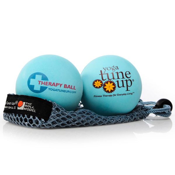 YOGA TUNE UP® Therapy Balls in Tote by Tune Up Fitness - Massage Balls for Trigger Point, Pressure Point & Myofascial Release - Use as Single or Peanut Ball for Pain Relief & Relaxation (Aqua Blue)