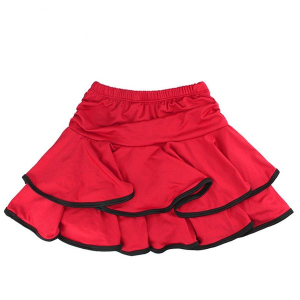 Little Girls Latin Dance Skirt Ballroom Samba Chacha Dancing Dress Inside with Shorts Kids Mini Skirt M (B)