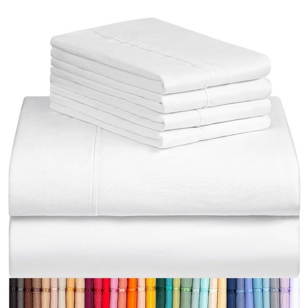 LuxClub 6 PC Full Size Sheet Set Bed Sheets Deep Pockets 18" Eco Friendly Wri...