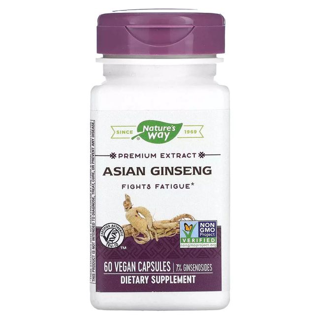 NATURE'S WAY PREMIUM EXTRACT ASIAN GINSENG 60 VEGAN CAPSULES - EXP 2/26