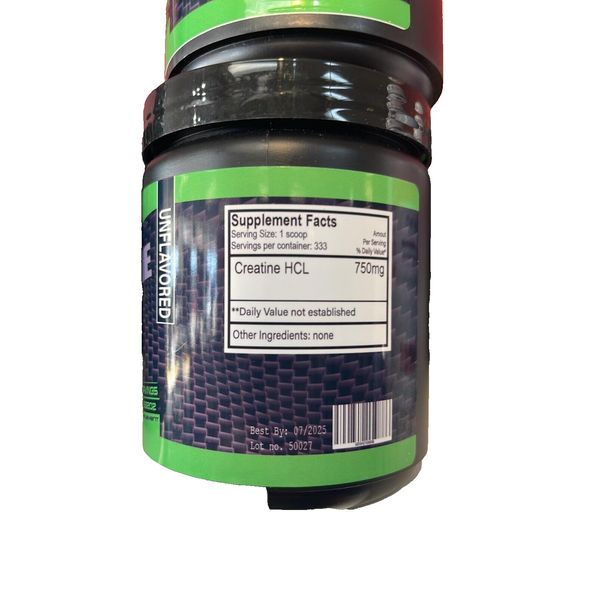 Creatine HCl 250g Unflavored Powder 333 Serv  by Nutramedz