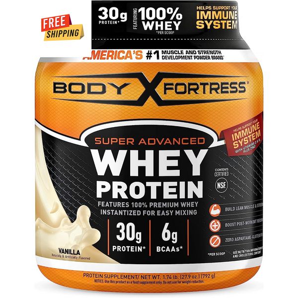 Body Fortress Super Advanced Whey Protein Powder - Vanilla | Immune Support with