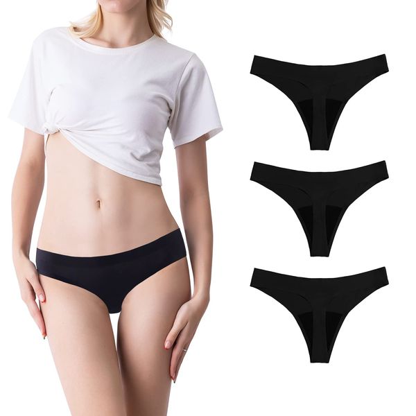 SHARICCA Perioden Unterwäsche Thongs Unterhosen Absorbierend Menstruation Sporty Unterwäsche für die Mädchen Periode 3er Pack (Mehrfarbig-01, XXL)