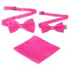 sourcing map Bow Tie for Men, Adjustable Bow Ties with Pocket Square(Rose Red, 2Size)