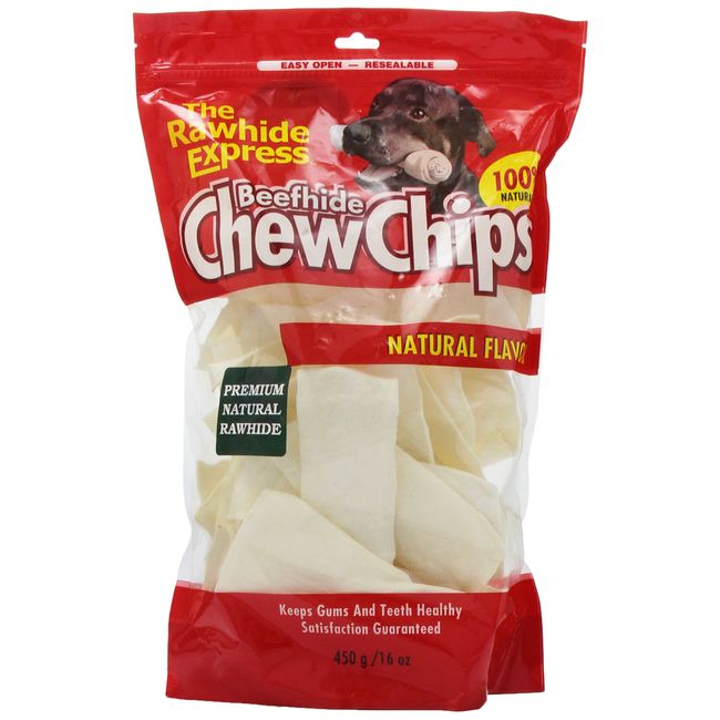 The Rawhide Express Natural Rawhide Strips/Chips Dog Chew, 16 Oz 450 G