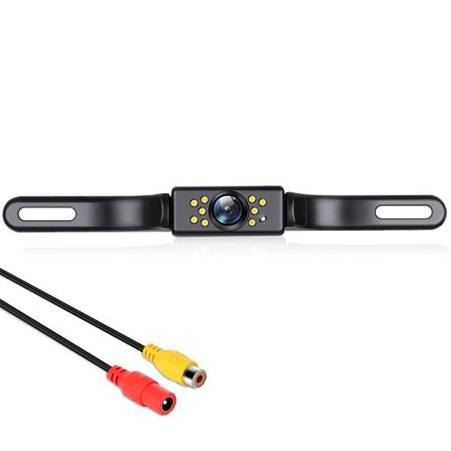 GLK Backup Camera, AHD 1080P Rear View License Plate Camera, Night Vision Reverse Camera with 9 LEDs, Wide Angle IP69K Waterproof Rear Camera for 12-24V Car Vehicle SUV RV
