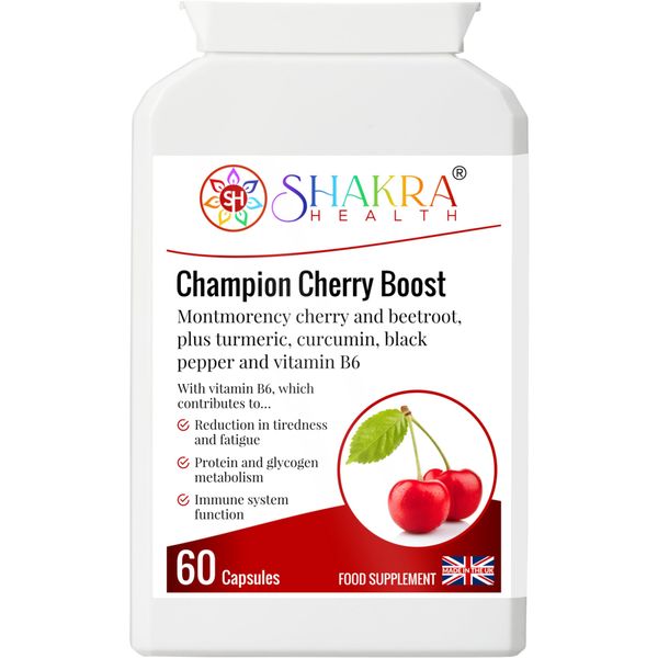 Champion Cherry Boost a Complete Vegan Immune System Boosting Formula with Montmorency Cherry, Beetroot, Turmeric, Curcumin, Black Pepper. Science & Spirituality | Shakra Health