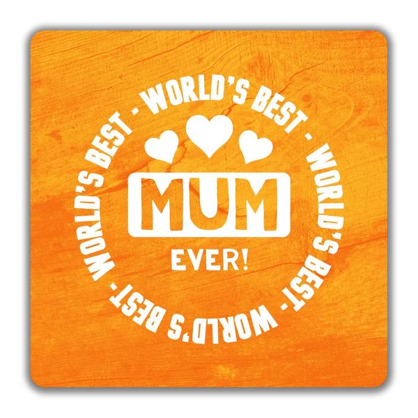 Shopagift World's Best Mum Ever 2 Pack Coasters - 9cm x 9cm