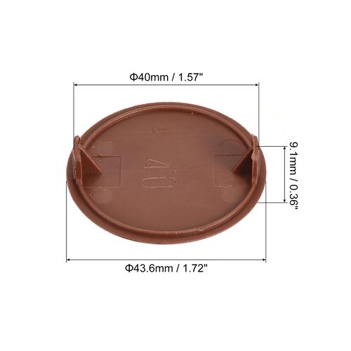 uxcell 20Pcs Hinge Hole Covers, 40mm(1 9/16") Dia Plastic Concealed Hole Cover Round Flush Type Cap for Furniture Cabinet Cupboard, Red Brown